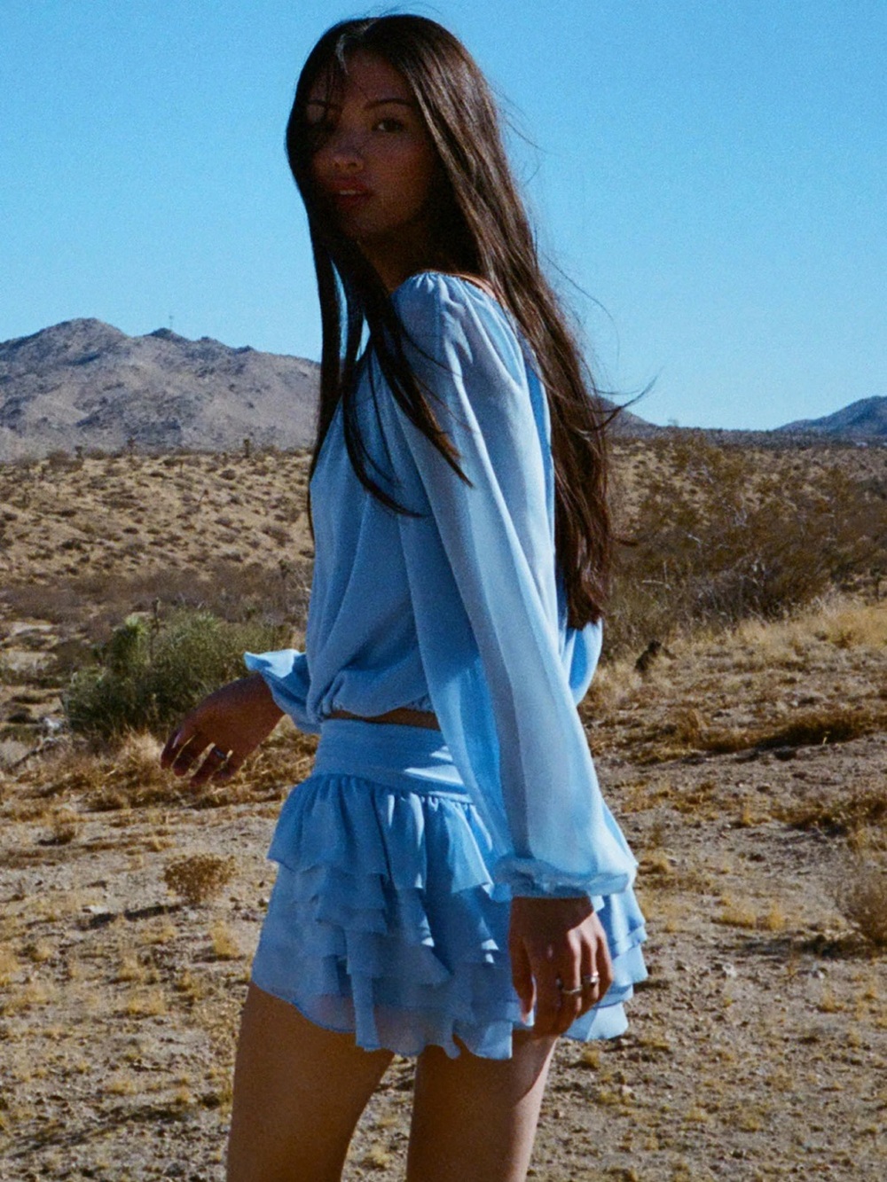 Amanda Uprichard Light Blue Dallas Top & Ruffled Skort / Skirt Set